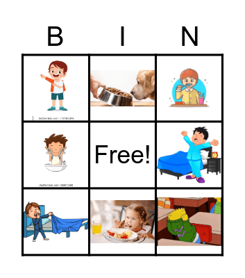 Routine Verbs Bingo Card