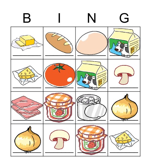 Chapter 3 Food and drinks Bingo Card