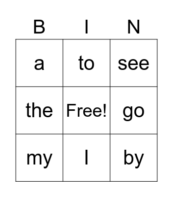 SIGHT WORDS Bingo Card