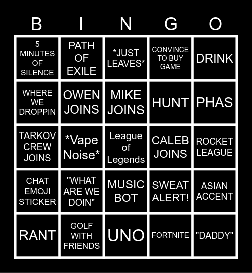 BASEMENT BINGO Card