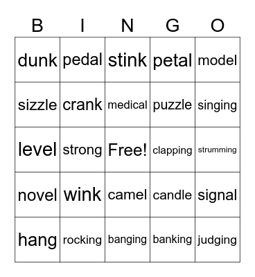 nk,ng,el,le Bingo Card