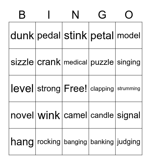 nk,ng,el,le Bingo Card
