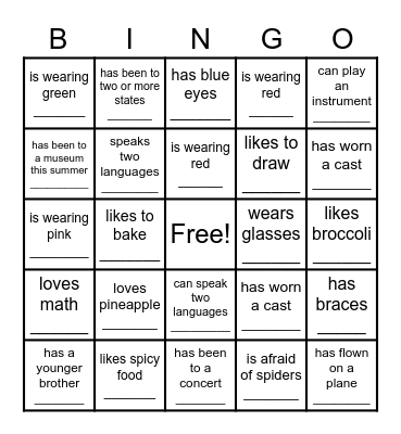 Find Someone Who.... Bingo Card