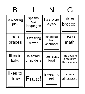 Find Someone Who.... Bingo Card