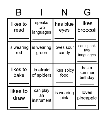 Find Someone Who.... Bingo Card
