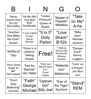 Karaoke Bingo (Songs) Bingo Card