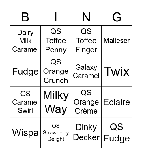 CHOCOLATE ROUND Bingo Card