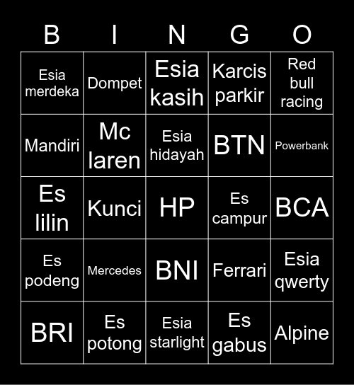 Nayeon's bingo Card