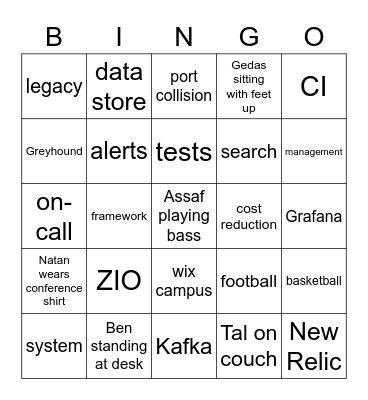 Data Streams Bingo Card