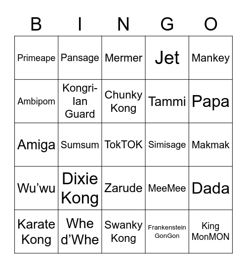 Bacon Round 2 (MonkeY) Bingo Card