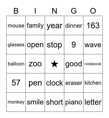 Beginner Bingo Card