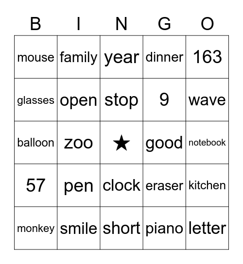 Beginner Bingo Card