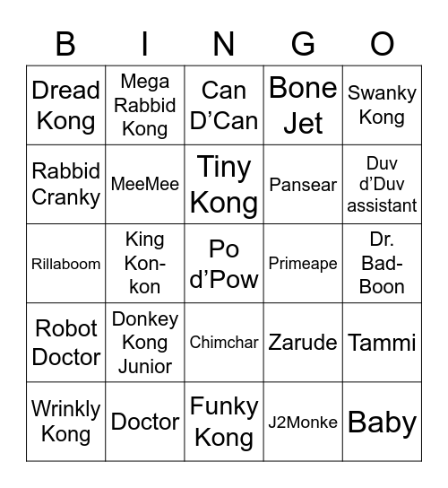 Gousse Round 1 (Monkey) Bingo Card