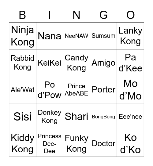 Xavier Round 1 (Monkey) Bingo Card
