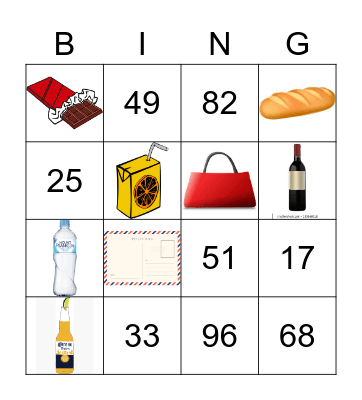 Numeros + Compras Bingo Card