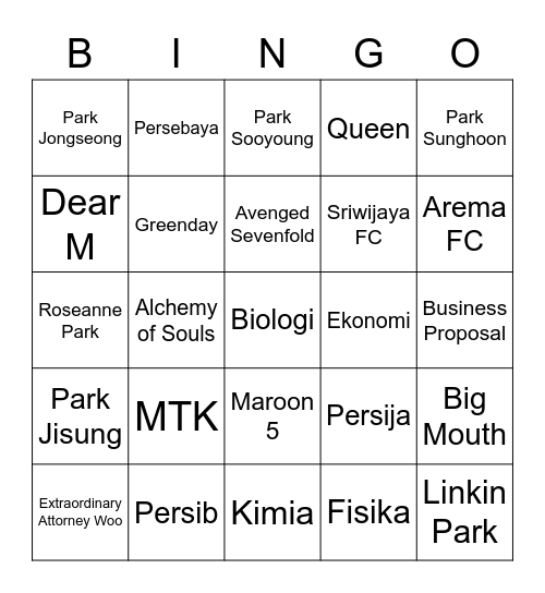 VC01KMJ Bingo Card