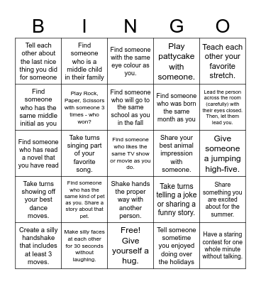 Interactive Human Bingo Card