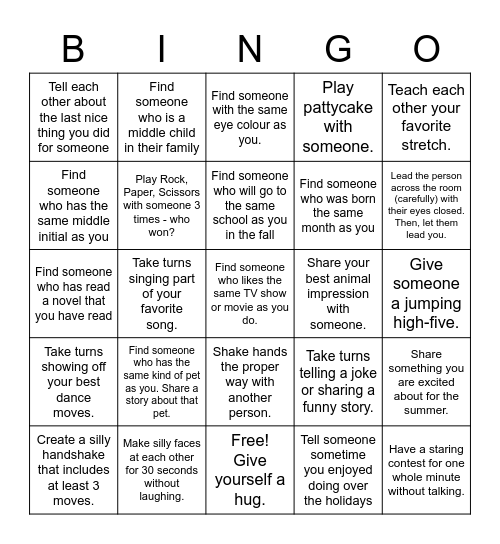 Interactive Human Bingo Card