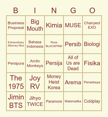 VC00FEIYU Bingo Card