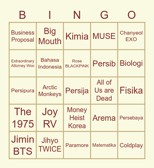 VC00FEIYU Bingo Card