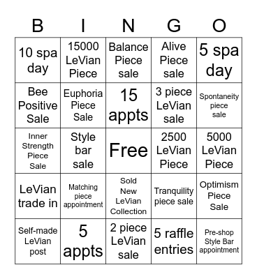 LeVian Bingo Card