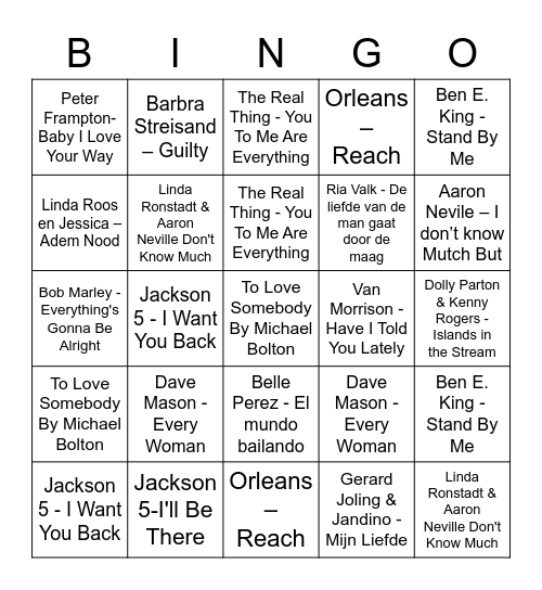 MUSIC BINGO Card