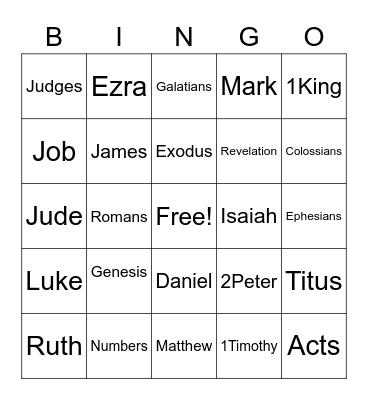 Bible Bingo Card