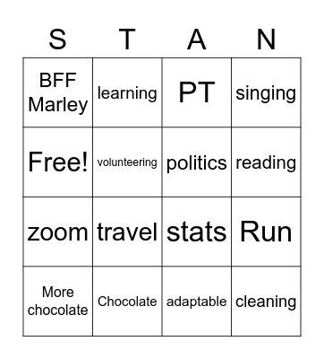 Stan's 80th Bingo! Bingo Card