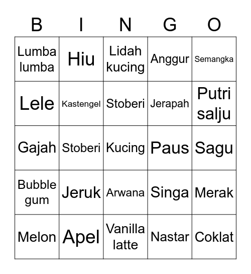 Karina Bingo Card