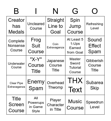 SMM2 Endless Easy Bingo Card