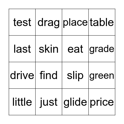 Spelling and High Frequency Words Bingo Card