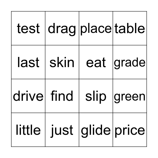 Spelling and High Frequency Words Bingo Card