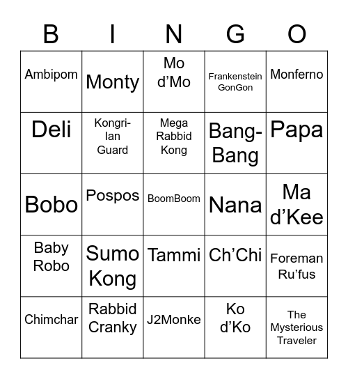 Ralfonic Round 1 [Monkey] Bingo Card