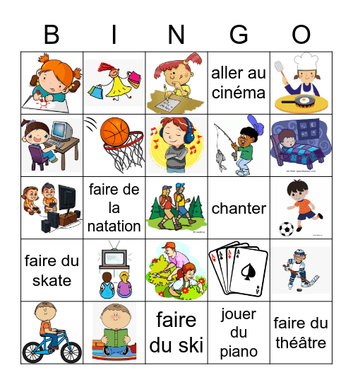 Les passe-temps Bingo Card