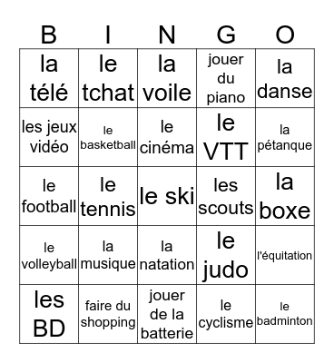 Poser des questions Bingo Card