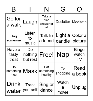 Spa Spook Tacular Self Care Bingo Card