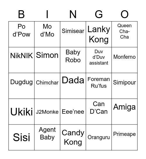 Skull Round 2 [Monkey] Bingo Card