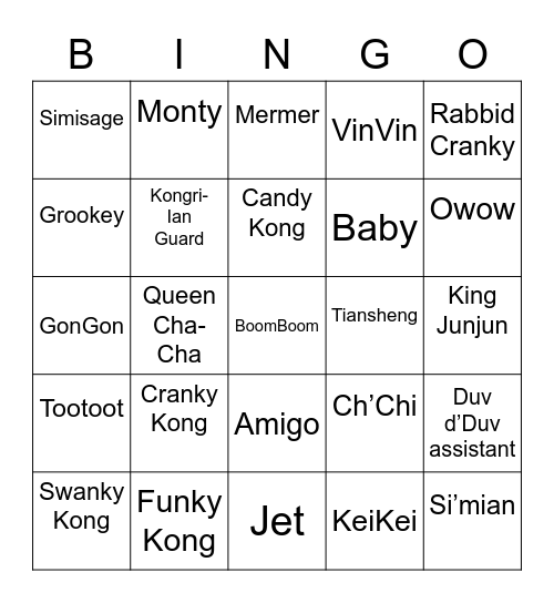 Jet [Spyro] Round 1 [Monkey] Bingo Card