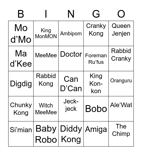 Nessetti Round 1 [Monkey] Bingo Card