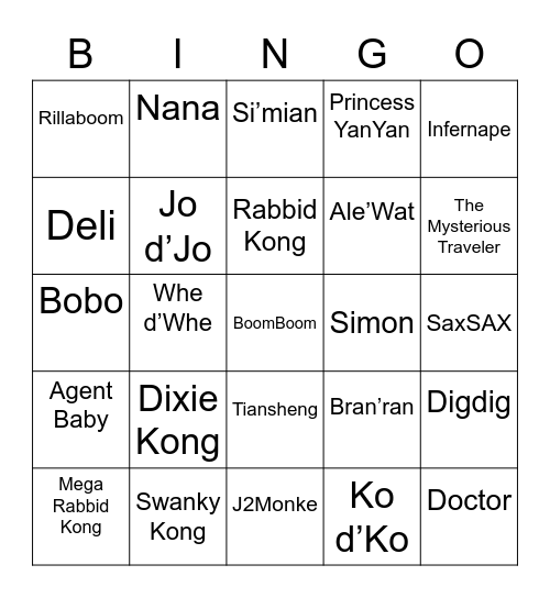 Nessetti Round 2 [Monkey] Bingo Card