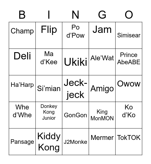 Steelcario Round 2 [Monkey] Bingo Card