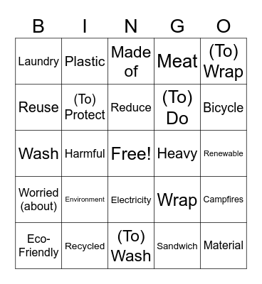 Our World Bingo Card