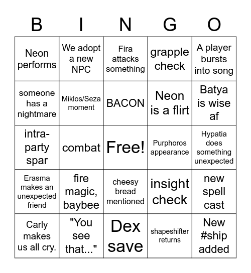 Theros, Episode 45 Bingo Card