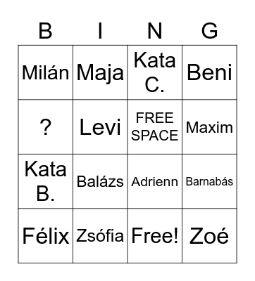 Who did what? Bingo Card
