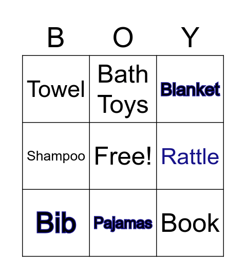 Baby Boy Bingo Card