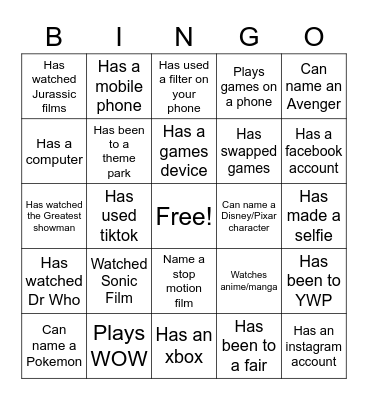 Media Bingo Card