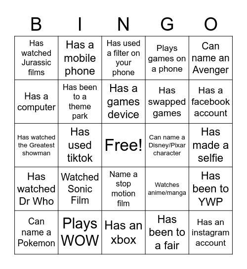 Media Bingo Card