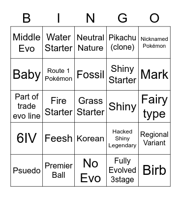 Surprise Trade Bingo Card