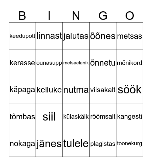 Siili keedupott Bingo Card