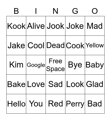 E Bingo Card